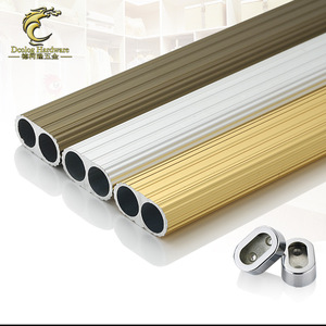 Tringle de penderie en alliage d'aluminium De Kronberg, double tube avec support à bride, forte capacité de charge - Product Image 1