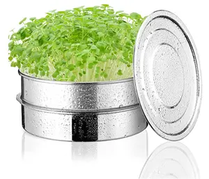 304 Stainless Steel Sprouting Seeds Tray Kit Microgreens Round Stacked Seed Sprouting Trays with Lid