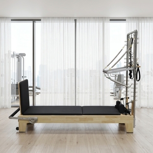 Machine de Pilates Reformer réglable en bois d'érable avec plateforme de saut <span class=keywords><strong>pour</strong></span> studio de Pilates et exercices corporels - Product Image 4
