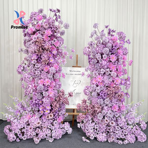 Arche de fleurs artificielles d'hortensias violets romantiques, idéale pour la décoration de fond de mariage et de banquet en extérieur - Product Image 1