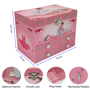 Boîte à bijoux musicale classique Jakos Factory Ballerina pour filles, boîte de rangement personnalisée, boîte à musique, cadeau <span class=keywords><strong>d</strong></span>'anniversaire - Product Image 2