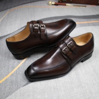 Chaussures de luxe pour hommes à double boucle, en cuir véritable, pour réunions d'affaires, banquets formels, chaussures habillées, logo personnalisé, chaussures à double boucle pour hommes