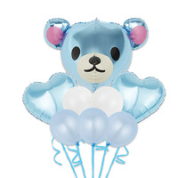 Ballon Bobo transparent 24 pouces Ballon en film aluminium Cartoon 3D Teddy Bear Set Birthday Party Balloon decoration