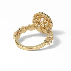 Bague de fiançailles et de mariage en or blanc de haute qualité, sertie d'un moissanite ovale en forme de cœur, certifiée GRA. - Product Image 3