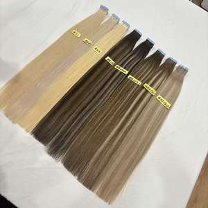 Extensions de cheveux humains russes 100 % naturels non traités, prêts à être expédiés, en vrac, lisses et ondulés, à bandes adhésives, pour salon - Product Image 5