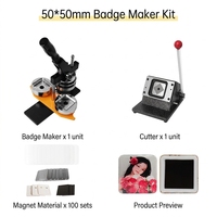 Kit de machine à badges carrés DIY personnalisés 50x50mm (2x2 pouces) – Machine manuelle à pression rotative pour la fabrication d'aimants de réfrigérateur et de boutons métalliques