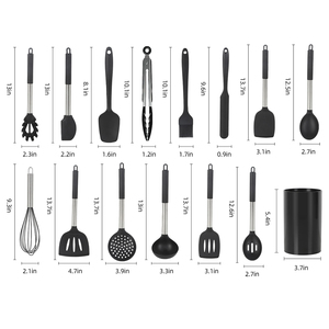 Juego <span class=keywords><strong>de</strong></span> 15 Utensilios <span class=keywords><strong>de</strong></span> <span class=keywords><strong>Cocina</strong></span> <span class=keywords><strong>de</strong></span> Silicona y Acero Inoxidable, Anti-quemaduras, <span class=keywords><strong>de</strong></span> Grado Alimenticio, para <span class=keywords><strong>Camping</strong></span> - Product Image 6