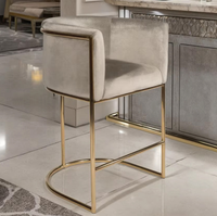 Chaises de bar moderne pour café restaurant, comptoir haut décontracté, accoudoirs rembourrés en métal, fer plastique pour les repas en plein air dans les hôtels.