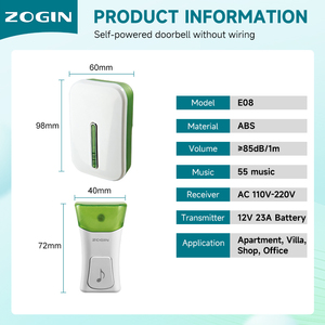 Télécommande Conception Simple Portée 200m Sonnette 55 Sonneries AC 110-220V Carillon ABS Immeuble <span class=keywords><strong>de</strong></span> Bureaux Sonnette Sans Fil - Product Image 3