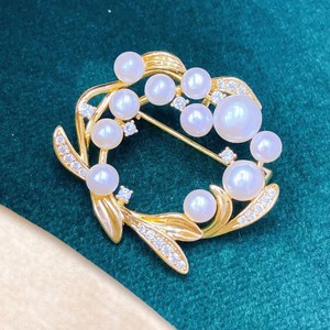 Broches de mode automne-hiver, populaires, motif guirlande florale, broche de poitrine, pendentif, broche de collier en perle d'eau douce naturelle de Zhuji, double usage - Product Image 2