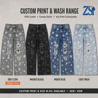 Zesheng – Jean baggy homme personnalisé, écologique, coupe mi-lourde, en denim déchiré et vieilli, jambe large, style streetwear, délavé