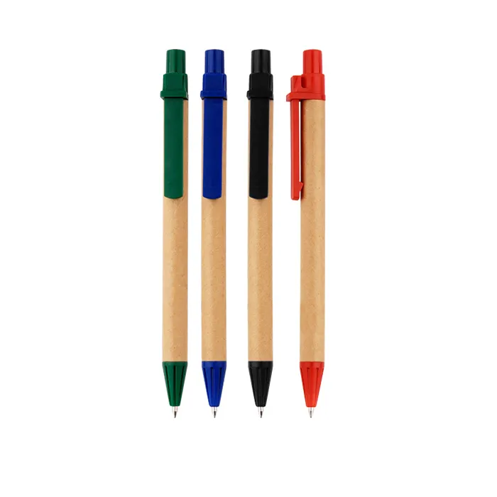 Wheat straw material branded custom paper ball pens with logo promotional for notebook gifts