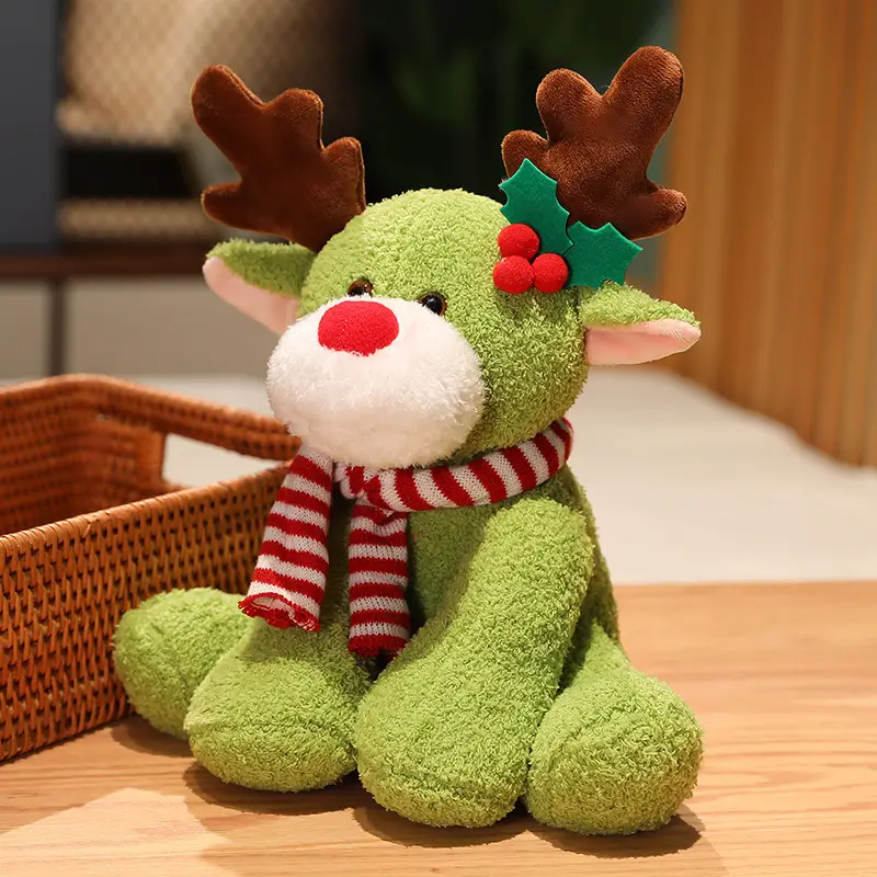 Songshan Toys 2024 new custom peluches plushies Wholesale soft doll stuffed animals Christmas day gift deer plush toy with scarf