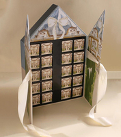 Calendario de Adviento Magnético de Doble Puerta con Forma de Casa, Caja de Macarons, Caja de Regalo Personalizada para Barras de Chocolate y Dulces con Lazo