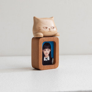 Cadre photo miniature en bois massif noyer noir avec impression pour mariage, suivi de croissance et autocollant pour réfrigérateur - Product Image 6