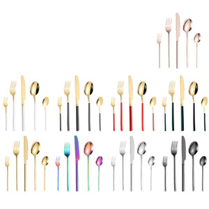 Juego <span class=keywords><strong>de</strong></span> Cubiertos <span class=keywords><strong>de</strong></span> <span class=keywords><strong>acero</strong></span> <span class=keywords><strong>inoxidable</strong></span> negro Cubiertos dorados con cuchara plateada Tenedor y cuchillo Cubiertos elegantes Cuchillo Tenedor Cuchara Diseño - Product Image 6