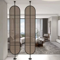 Cloison de séparation moderne en fer et rotin pour restaurant, hôtel, salon de thé - Design artistique d'intérieur