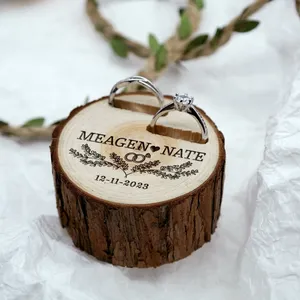 Free Engraved Rustic Wooden Ring Box Tree Stump Inspired Wedding Proposal Storage Customizable Wedding Wood Crafts Wall Sign