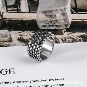 European American Style Vintage <b>Titanium</b> Steel <b>Ring</b> Woven Design Punk Men's Fashion Jewelry SA710 - Product Image 4