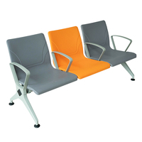 Accoudoirs en aluminium gris-orange, chaises d'attente de luxe 5 places pour aéroport, centre commercial, école et hôpital - durables et écologiques