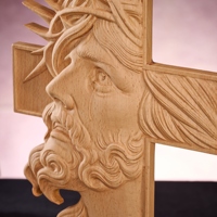 Plaque murale en bois avec portrait de Jésus, croix sculptée à la main, décoration chrétienne en relief, cadeau religieux pour la maison ou l'église, vente en gros