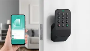 قفل باب رقمي ذكي إلكتروني خارجي مزدوج على شكل اسطوانة مزدوجة الوجه يتم التحكم بها من Tuya APP دون استخدام مفتاح وبصمة الإصبع