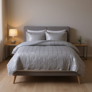 Ensemble de couette imprimé métallique 4 pièces, design moderne, literie pour la maison, 100% polyester, lavable en machine - Product Image 2