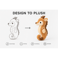 Peluche personnalisée Hippocampe et Cerf, Échantillon de conception sur mesure disponible, Peluche animale douce avec logo, Cadeau personnalisé en gros