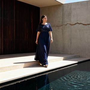 Elegante Abaya de Lujo con Lentejuelas Bordadas en Poliéster para Mujeres Musulmanas, Vestido de Noche, Proveedor Mayorista Personalizado - Product Image 1