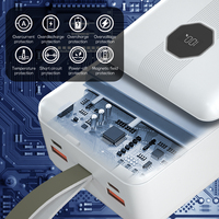 Cargador Portátil de Alta Capacidad de 30000 mAh, 22.5W, Carga Rápida Multiprotocolo, con Cordón, Indicador LED Digital
