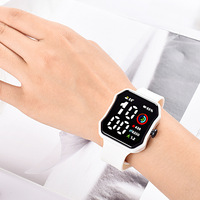 Jam Tangan Digital Sport LED Persegi Warna-warni Grosir, Tahan Air, Layar Sentuh, Pria Wanita, Gelang Sport Kaca