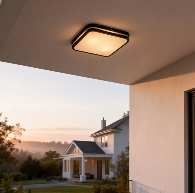 Decorative Die-cast Aluminum square Shape Pc Shade Outdoor E27 Exterior Ceiling Light for Front Porch