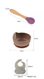 ชุดจานชามซิลิโคนสำหรับเด็ก OEM & ODM พร้อมจุกนมหลอก ผ้ากันเปื้อน ช้อน ส้อม ชุดอาหารกันลื่นสำหรับเด็ก ปลอดสาร BPA - Product Image 6