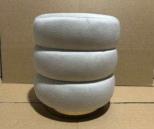 Taburetes modernos de alta calidad al por mayor de fábrica, taburete otomano redondo pequeño, puf con peluche blanco - Product Image 4