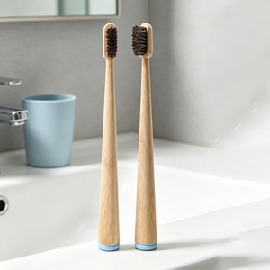 Brosse à <span class=keywords><strong>dents</strong></span> biodégradable zéro déchet, manche en bambou, poils naturels en crin de cheval - Product Image 2