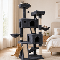 Arbre à chat double extra haut en peluche de qualité supérieure
