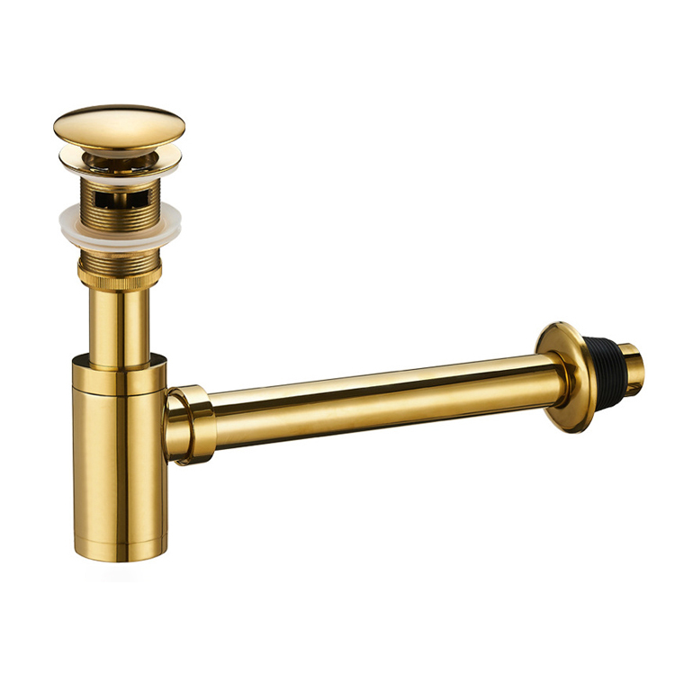 Tubo recto de titanio dorado con rebosadero.