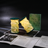 Lampe de table LED portable en forme de livre, écran pliable en papier, design papillon vert en bambou, écologique, décoration intérieure