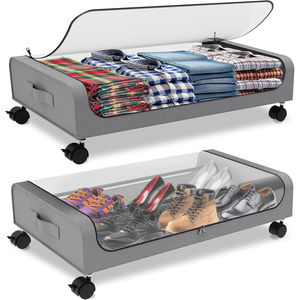 Durable <b>Space</b>-<b>Saving</b> Rolling Under Bed <b>Storage</b> for <b>Shoes</b> Under Bed <b>Shoe</b> <b>Storage</b> Organizer with Wheels - Product Image 1
