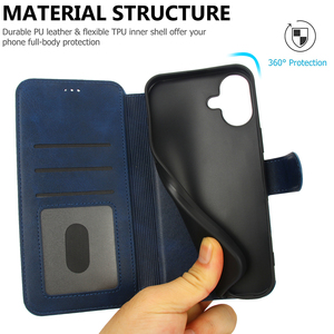 Étui de <span class=keywords><strong>téléphone</strong></span> à rabat en cuir PU magnétique avec porte-cartes et <span class=keywords><strong>protection</strong></span> intégrale 360° pour iPhone 17/16/15/14/13/12 antichoc - Product Image 3