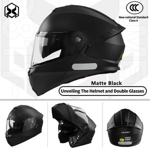 Nouveau <span class=keywords><strong>casque</strong></span> de moto de course intégral léger en ABS certifié Dot pour hommes Design rabattable avec double visière - Product Image 6