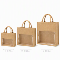 Bolsa de Yute Personalizada con Logotipo, Embalaje para Bolsos con Ventanas, Regalos para Festivales, Souvenirs, Bolsa de Compras al por Mayor, Bolsa de Arpillera Natural