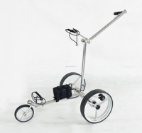 Chariot de golf électrique télécommandé à batterie lithium 36 trous avec poignée numérique LED et design pliable rapide