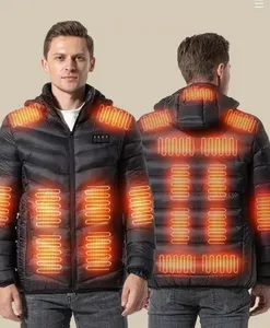 Mens Winter Custom Short Battery USB Charger Four Switch Three Speed Heated Insulated Padded Down Jacket