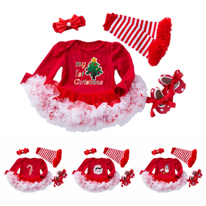 Tenue de noël avec bandeau pour bébé fille, chaussures chauffe-jambes, vêtements Tutu, pour nouveau-né, 1er noël - Product Image 1