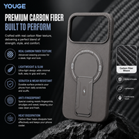 Coque de téléphone magnétique antichoc ATB en fibre de carbone PC+TPU avec support pour iPhone 17 Pro Max – Vente chaude