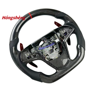 Volant personnalisé en fibre de carbone pour <span class=keywords><strong>Cadillac</strong></span> ATS <span class=keywords><strong>CTS</strong></span> <span class=keywords><strong>V</strong></span> Coupé/berline 2013-2018 avec palettes de changement de vitesse rouges - Product Image 2