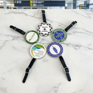 Etichetta <span class=keywords><strong>per</strong></span> Bagagli Personalizzata in Lega di Zinco con Smalto Morbido e Duro, Tag Circolare Grande <span class=keywords><strong>per</strong></span> Borse da Golf, Regalo Unico - Product Image 1