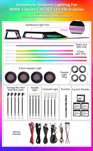 Luce Ambientale Icarsin a 64 Colori F30 per <span class=keywords><strong>BMW</strong></span> <span class=keywords><strong>Serie</strong></span> <span class=keywords><strong>4</strong></span> Gran Coupé F36 F33 F32, Finitura Cruscotto Auto, Aggiornamento Illuminazione Interna a LED - Product Image 2