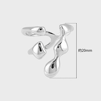 Bague abstraite irrégulière en or 18 carats pour femmes, argent sterling 925, bagues ajustables tendance, bijoux fins de créateur sur mesure, vente en gros